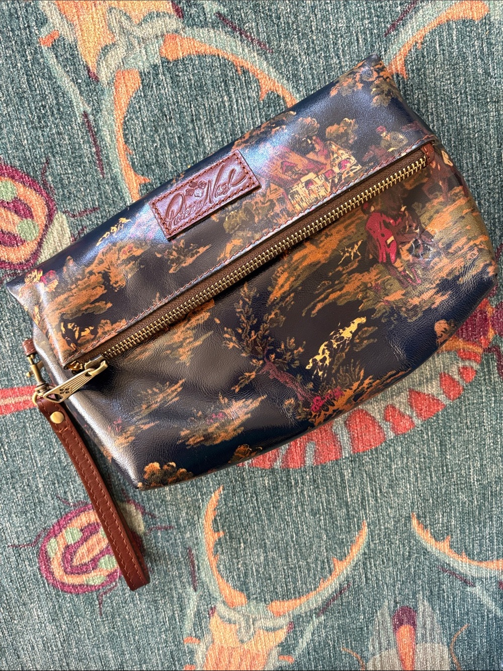 Patricia Nash Kent Countryside equestrian Leather Wristlet Clutch